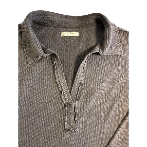 We The Free by Free People Waffle Knit Henley – Charcoal Grey Size XL CozyBasics - Picture 3 of 7